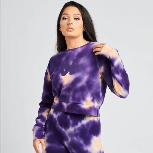 Kappa Authentic Galz Purple Tie Dye Sweatshirt Size Large - Picture 1 of 11